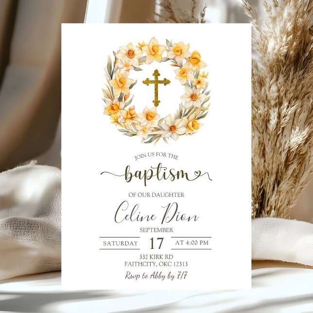 Invitación Corona de Pascua Floral Narciso Bautizo (Subido por el creador)