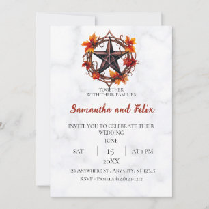Invitación Corona de Pentáculo de Otoño Boda de Mármol