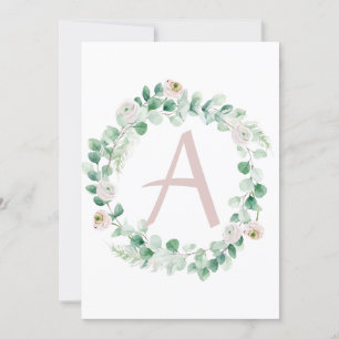 Invitación Corona de peonía de primavera con letra personaliz