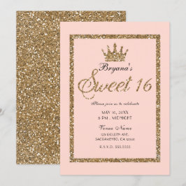 Invitación Corona de Princesa Cumpleaños Dulces 16 con Purpur