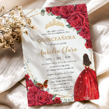 Corona de Princesa Dorada Flores Rosas Rojas Quinc
