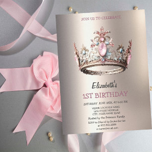Invitación Corona de princesa elegante Castillo Cumpleaños 