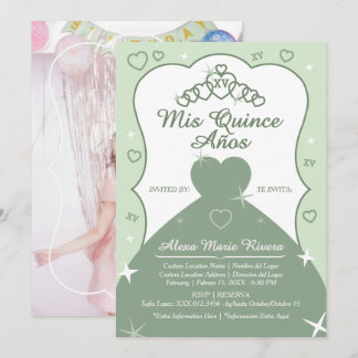 Invitación Corona de Princesa Quinceañera Brillo Foto