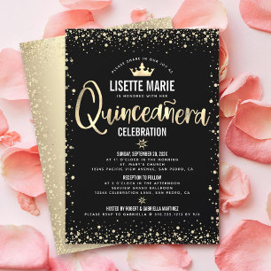 Invitación Corona de Princesa Quinceañera con Brillo de Hoja