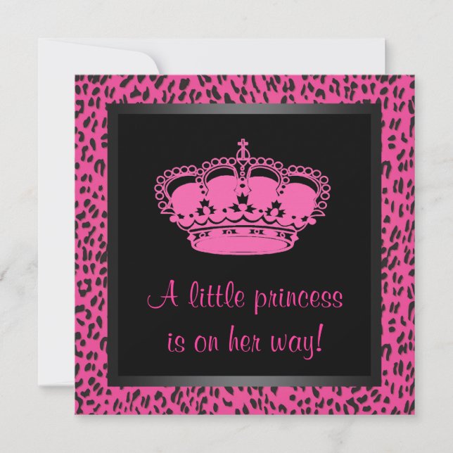 Invitación Corona de Princesa Rosa Caliente Cumpleaños Niña B (Anverso)