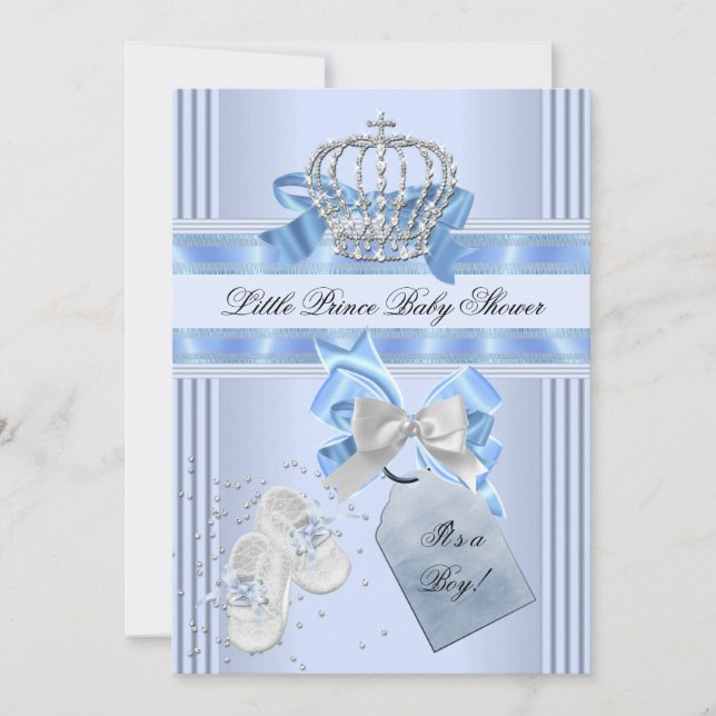 Invitación Corona de príncipe azul 5 de Baby Shower Boy (Anverso)