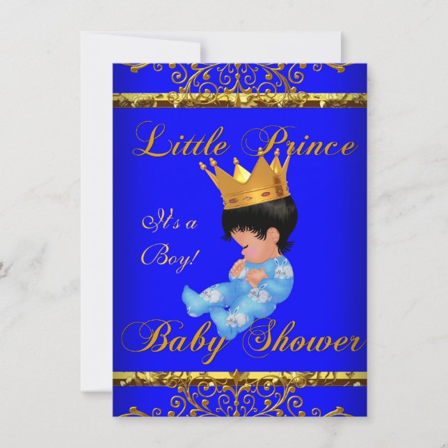 Invitación Corona de príncipe azul de Baby Shower 3 (Anverso)
