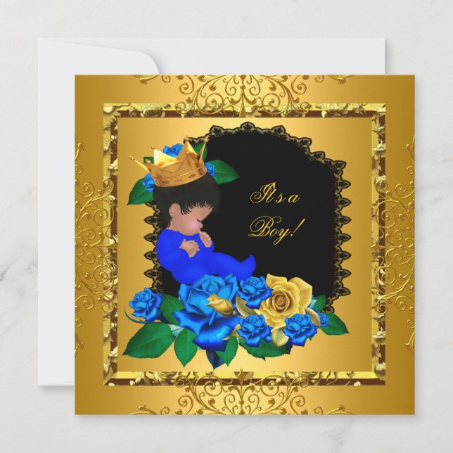 Invitación Corona de príncipe azul de Baby Shower 5 (Anverso)
