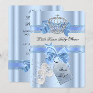 Invitación Corona de principito azul de Baby Shower Boy 3a