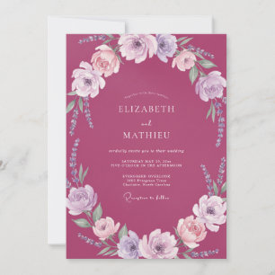 Invitación Corona de ranúnculo magenta boda