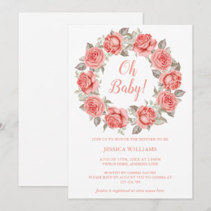 Invitación Corona de rosas rojas románticas y elegantes para