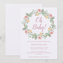 Corona de rosas rosadas y amarillas para baby show