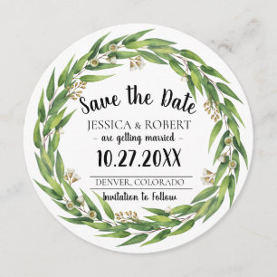 Invitación Corona de sauce florecido para boda Save the Date