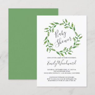 Invitación Corona de Vegetación Botánica para Baby Shower