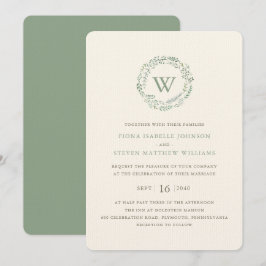 Invitación Corona de vegetación elegante acuarela boda