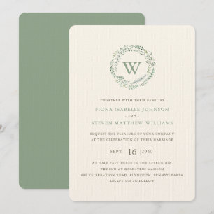 Invitación Corona de vegetación elegante acuarela boda