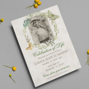Invitación Corona de Verde de Mariposa para Celebración de la