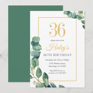 Invitación Corona de Verdor Chic Dorado y Salvia Cumpleaños 3