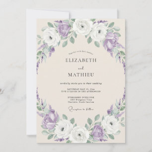 Invitación Corona de Violeta Boda Elegante