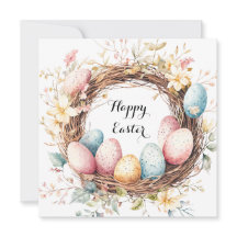 Corona decorativa colorida de huevos de Pascua con