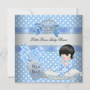 Invitación Corona del pequeño príncipe azul para baby shower 