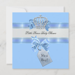 Invitación Corona del Principito Azul de Baby Shower Boy