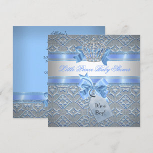 Invitación Corona del Principito Azul de Baby Shower Boy