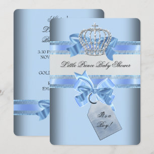 Invitación Corona del Principito Azul de Baby Shower Boy