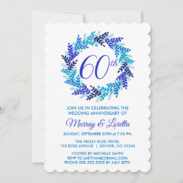 Invitación Corona Elegante Azul Real Aniversario de Bodas 60º