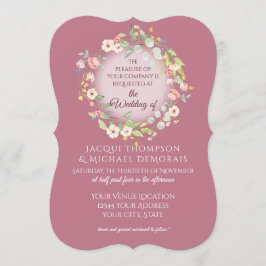 Invitación Corona elegante rosas rosadas polvorientas boda fl