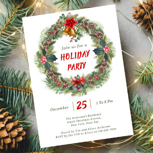 Invitación Corona festiva de Navidad elegante para fiesta nav