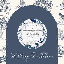 Invitación Corona floral azul cristiana Dos se convierten en 