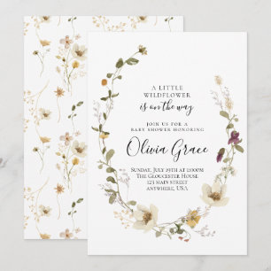 Invitación Corona floral boho de flores silvestres baby showe