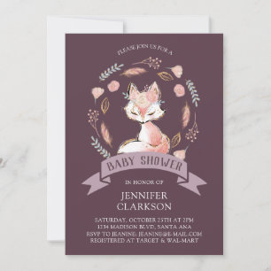 Invitación Corona floral Boho Zorro Baby Shower
