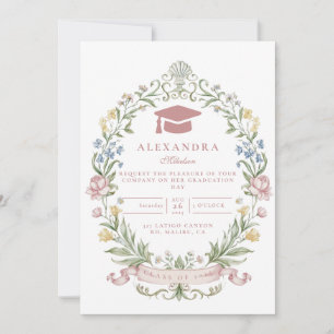Invitación Corona Floral Clásica de Graduación