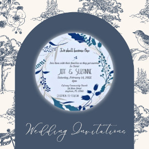 Invitación Corona floral cristiana dos se convierten en uno b