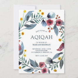 Invitación Corona floral de acuarela vibrante Aqiqah