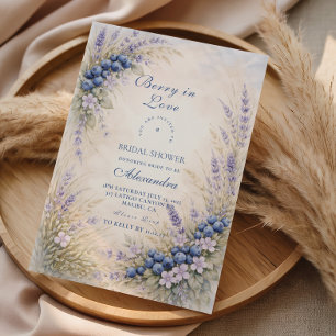 Invitación Corona floral de arándanos románticos para despedi