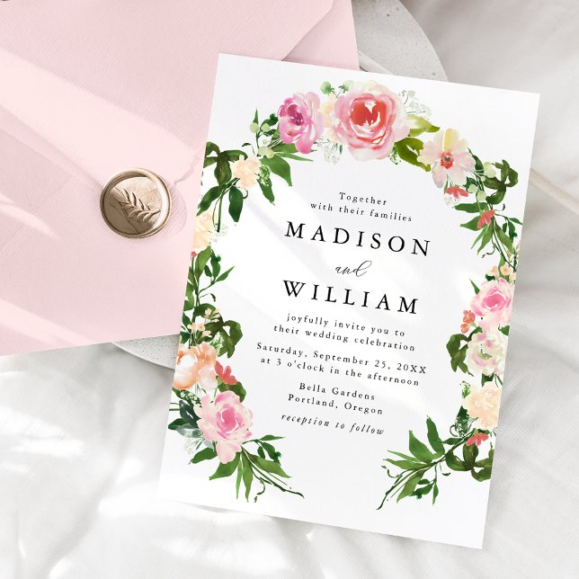Invitación Corona Floral de Boda Rosa Suave (Subido por el creador)