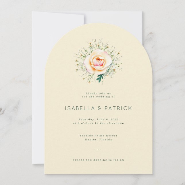 Invitación Corona floral de crema elegante (Anverso)
