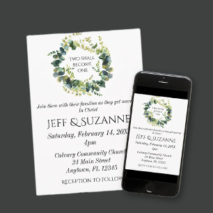 Invitación Corona floral de eucalipto Dos se convierten en un