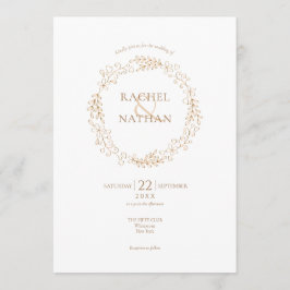 Invitación Corona Floral de Laurel para Boda
