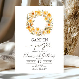 Invitación Corona floral de narcisos para cumpleaños en prima
