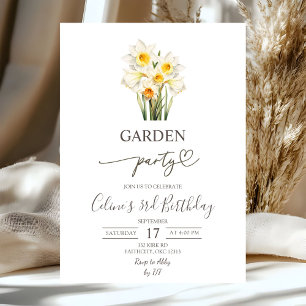 Invitación Corona floral de narcisos para fiesta de jardín en