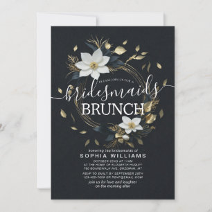 Invitación Corona floral de oro blanco, desayuno de boda de d