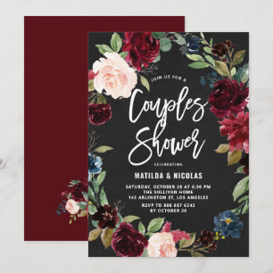 Invitación Corona floral de otoño en pizarra para ducha de pa