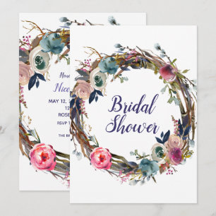 Invitación Corona floral de palos rústicos Boda moderna