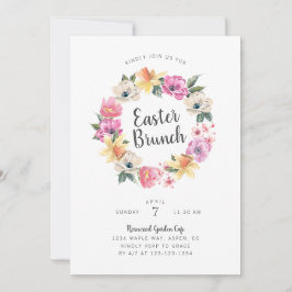 Invitación Corona floral de primavera en acuarela Brunch de P