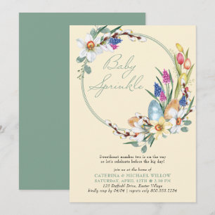 Invitación Corona floral de primavera tema de Pascua Baby Spr