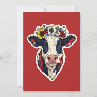 Invitación Corona floral de vaca patriótica 4 de julio
